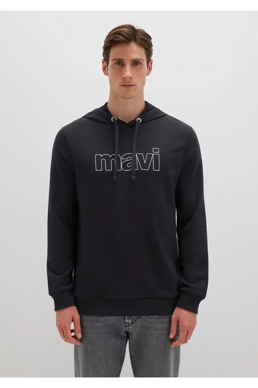 Logo Printed Hooded Black Sweatshirt 065606-900 - 3