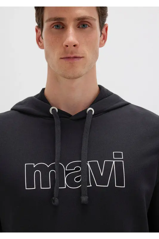 Logo Printed Hooded Black Sweatshirt 065606-900 - 5