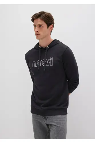 Logo Printed Hooded Black Sweatshirt 065606-900 - MAVI (1)