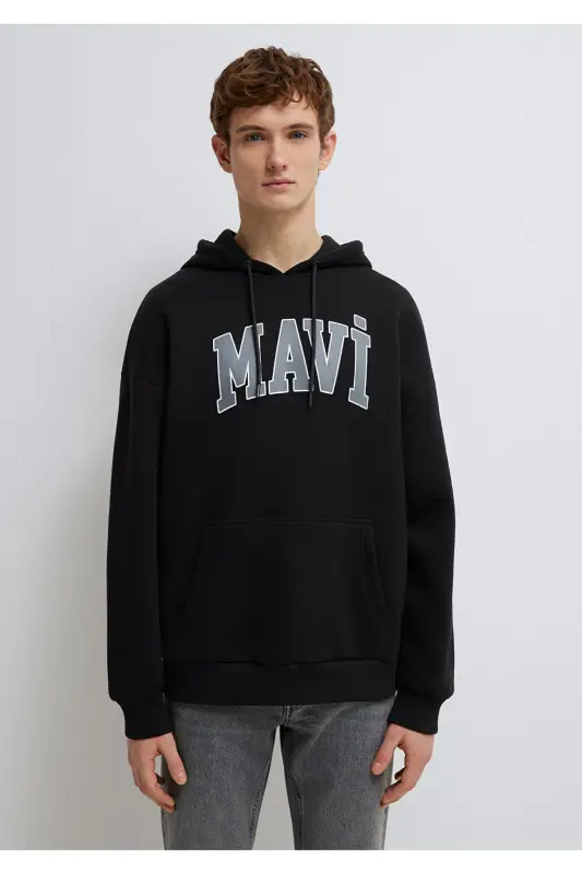 Logo Printed Hooded Black Sweatshirt 067149-902-Black - 3