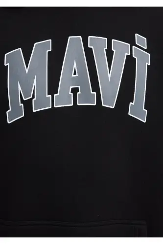 Logo Printed Hooded Black Sweatshirt 067149-902-Black - 7