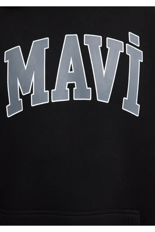 Logo Printed Hooded Black Sweatshirt 067149-902-Black - 7