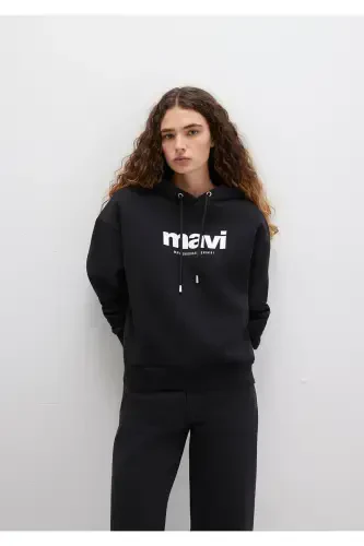 Logo Printed Hooded Black Sweatshirt 168334-900 - 1