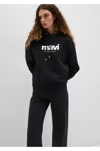 Logo Printed Hooded Black Sweatshirt 168334-900 - 3
