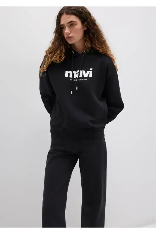 Logo Printed Hooded Black Sweatshirt 168334-900 - 3