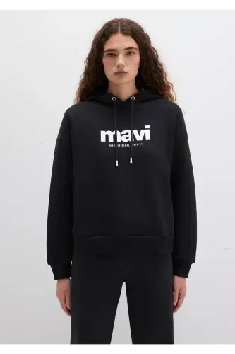 Logo Printed Hooded Black Sweatshirt 168334-900 - 4