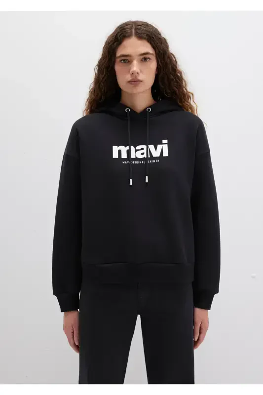 Logo Printed Hooded Black Sweatshirt 168334-900 - 4