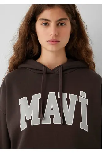 Logo Printed Hooded Brown Sweatshirt 1600361-70222 - Brown - 6