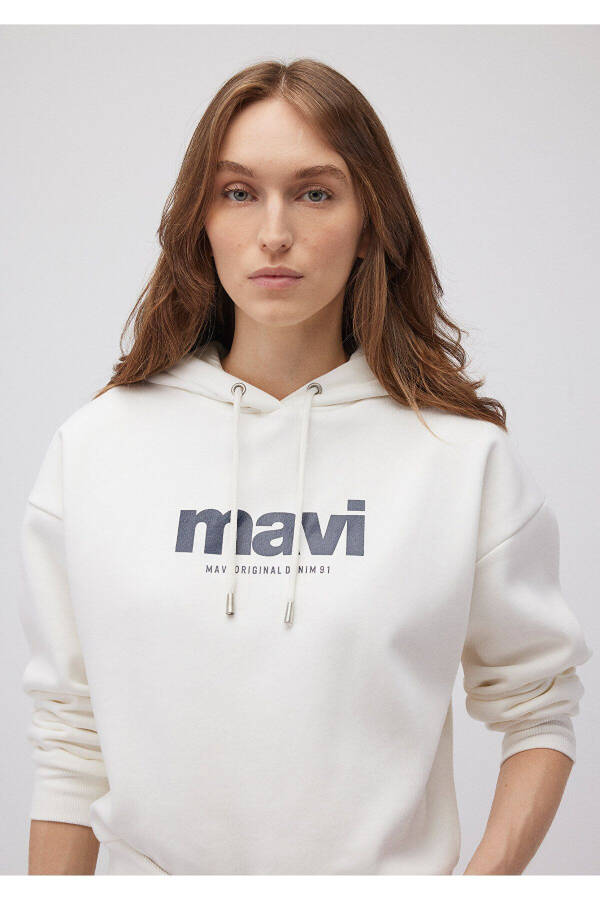 Logo Printed Hooded Ecru Sweatshirt 168334-81964 - 24