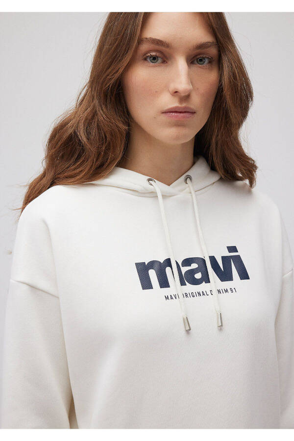 Logo Printed Hooded Ecru Sweatshirt 168334-81964 - 13