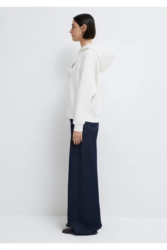 Logo Printed Hooded Ecru Sweatshirt 168334-81964 - 4