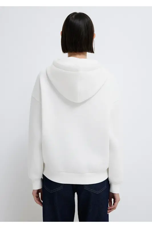 Logo Printed Hooded Ecru Sweatshirt 168334-81964 - 5