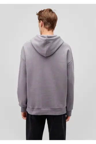 Logo Printed Hooded Gray Sweatshirt 067149-83747 - 5