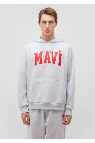 Logo Printed Hooded Gray Sweatshirt 067149-85438-Gray 