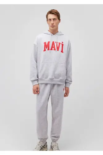 Logo Printed Hooded Gray Sweatshirt 067149-85438-Gray - 3