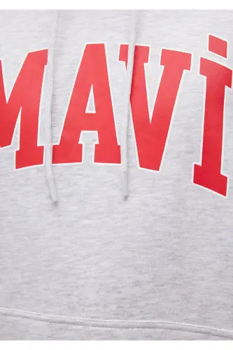 Logo Printed Hooded Gray Sweatshirt 067149-85438-Gray - 7