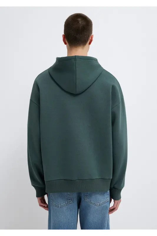 Logo Printed Hooded Green Sweatshirt 067149-71598-Green - 5