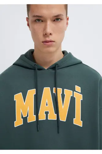 Logo Printed Hooded Green Sweatshirt 067149-71598-Green - 6