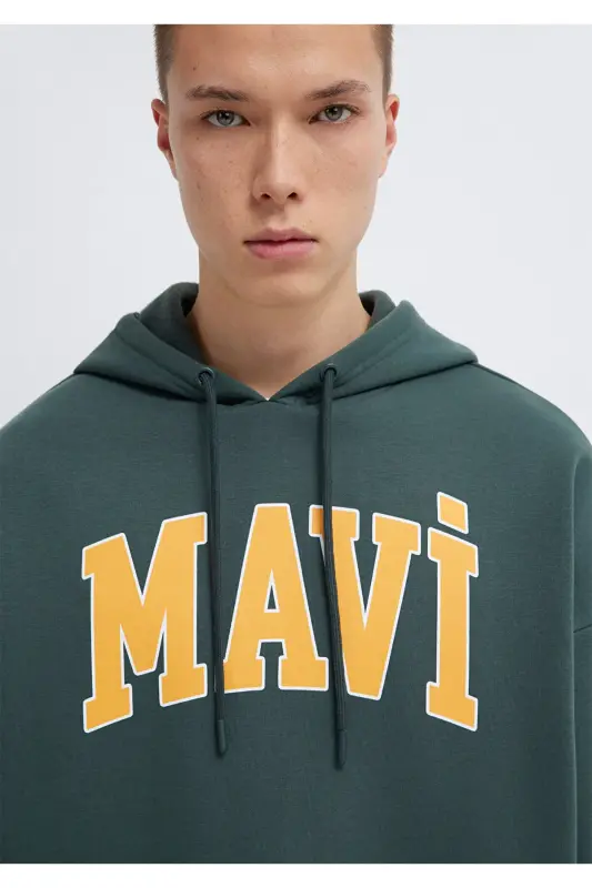 Logo Printed Hooded Green Sweatshirt 067149-71598-Green - 6