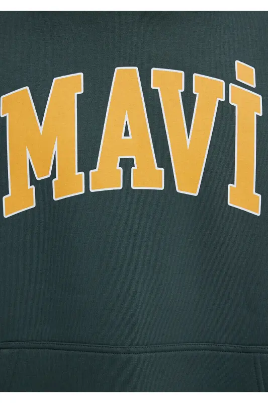 Logo Printed Hooded Green Sweatshirt 067149-71598-Green - 7