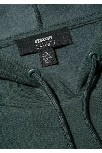 Logo Printed Hooded Green Sweatshirt 067149-71598-Green - 8