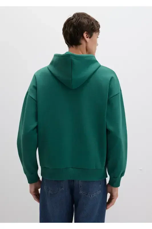 Logo Printed Hooded Green Sweatshirt 067149-71874-Green - 5