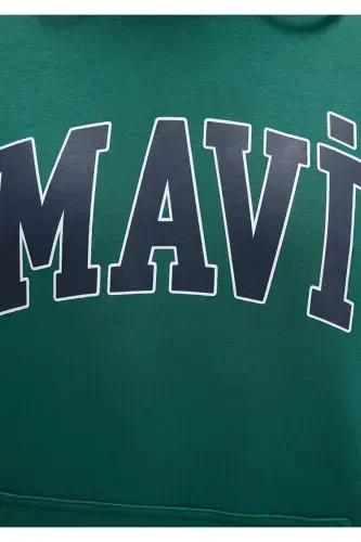 Logo Printed Hooded Green Sweatshirt 067149-71874-Green - 7