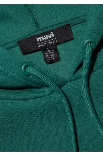 Logo Printed Hooded Green Sweatshirt 067149-71874-Green - 8