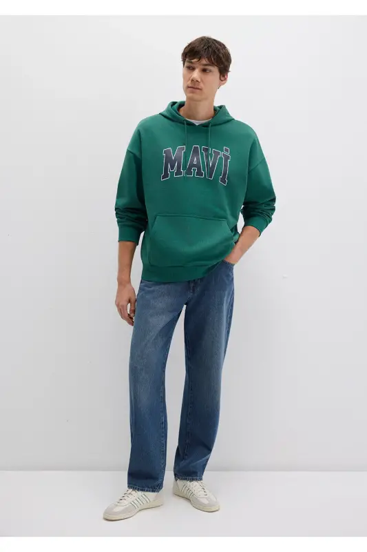 Logo Printed Hooded Green Sweatshirt 067149-71874-Green - 2