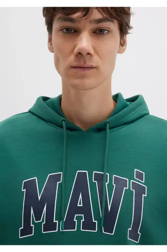Logo Printed Hooded Green Sweatshirt 067149-71874-Green - 6