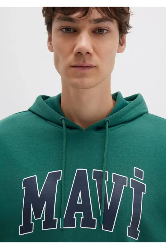 Logo Printed Hooded Green Sweatshirt 067149-71874-Green - 6