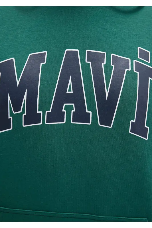 Logo Printed Hooded Green Sweatshirt 067149-71874-Green - 7