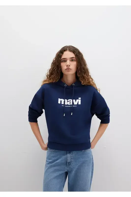 Logo Printed Hooded Navy Sweatshirt 168334-70488 - 3