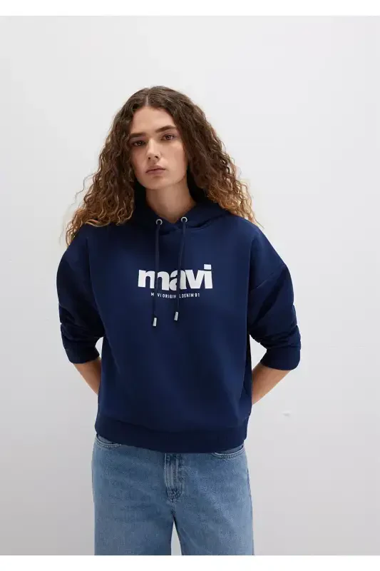 Logo Printed Hooded Navy Sweatshirt 168334-70488 - 4