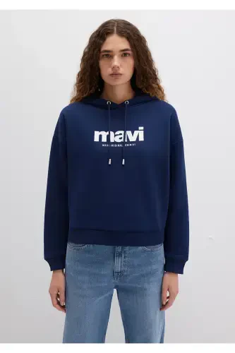 Logo Printed Hooded Navy Sweatshirt 168334-70488 - 5