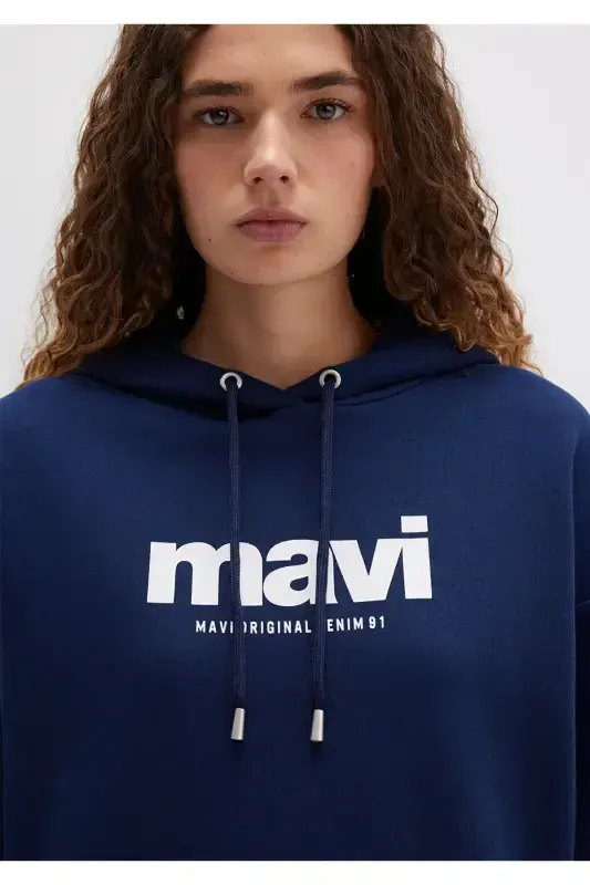 Logo Printed Hooded Navy Sweatshirt 168334-70488 - 7