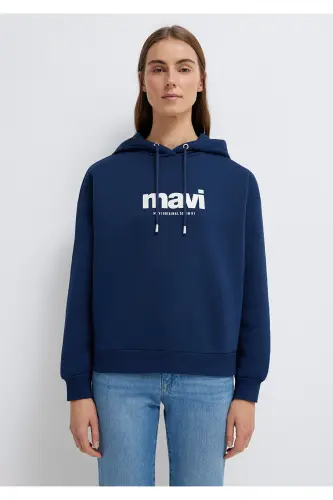 Logo Printed Hooded Navy Sweatshirt 168334-70488 - 3