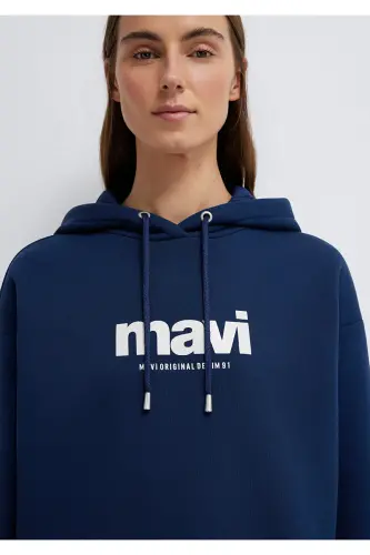 Logo Printed Hooded Navy Sweatshirt 168334-70488 - 6