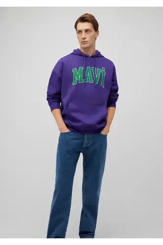 Logo Printed Hooded Purple Sweatshirt 067149-70693-Purple - MAVI (1)