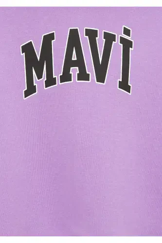 Logo Printed Hooded Purple Sweatshirt - 6