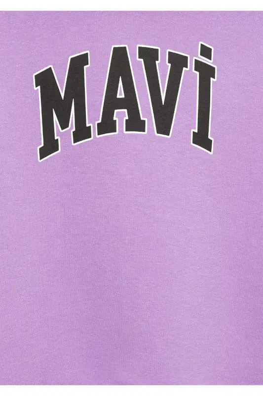 Logo Printed Hooded Purple Sweatshirt - 6