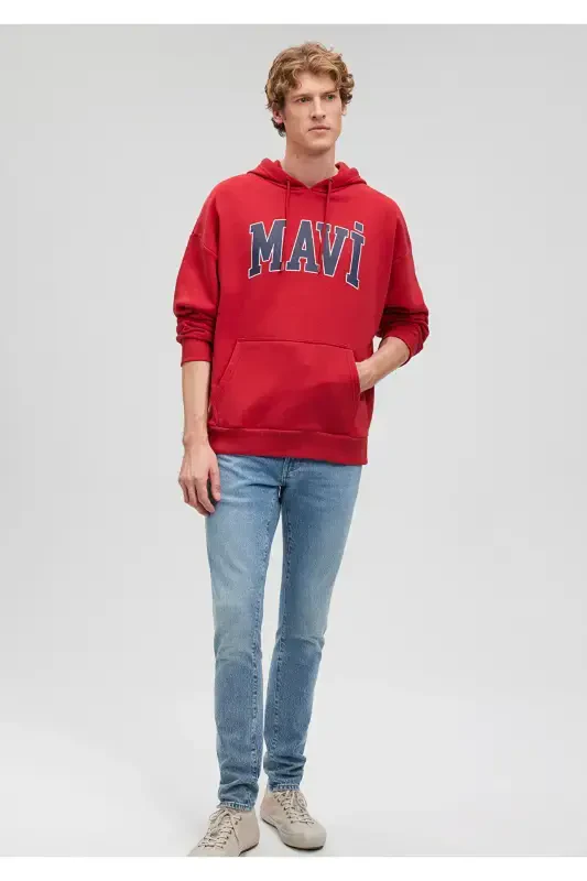 Logo Printed Hooded Red Sweatshirt 067149-81773-Red - 2