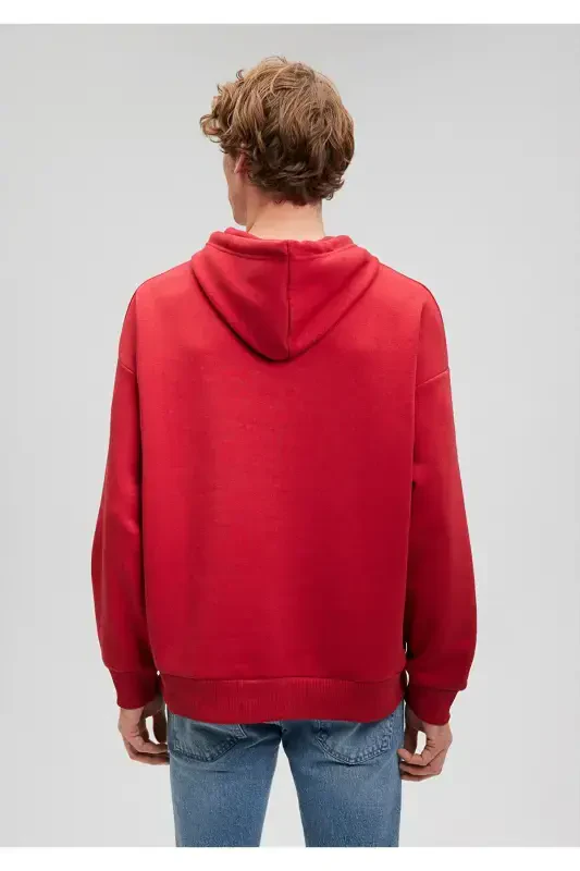 Logo Printed Hooded Red Sweatshirt 067149-81773-Red - 4