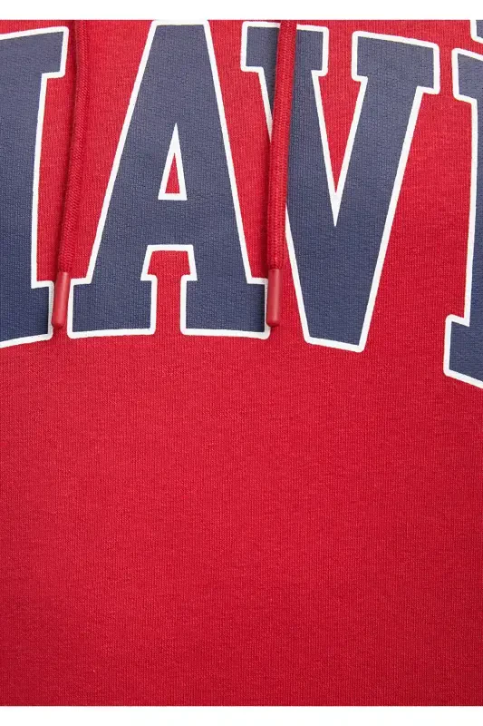 Logo Printed Hooded Red Sweatshirt 067149-81773-Red - 6