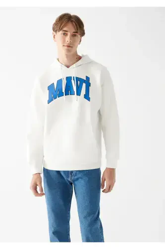 Logo Printed Hooded White Sweatshirt 067149-70057-White - MAVI (1)