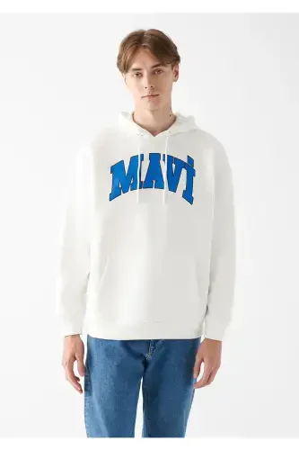 Logo Printed Hooded White Sweatshirt 067149-70057-White - 3