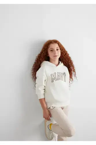 Logo Printed Hooded White Sweatshirt - 1