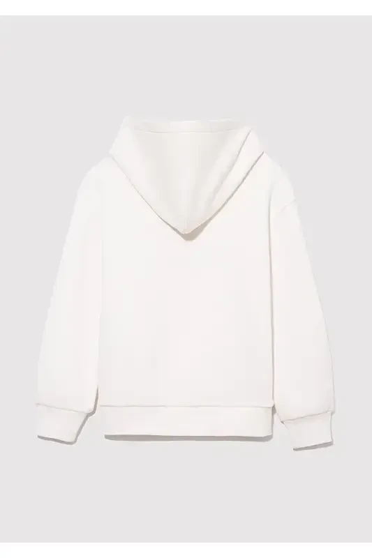 Logo Printed Hooded White Sweatshirt - 3