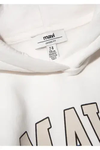 Logo Printed Hooded White Sweatshirt - 4