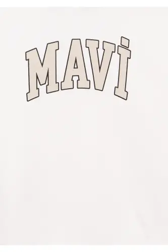 Logo Printed Hooded White Sweatshirt - 5